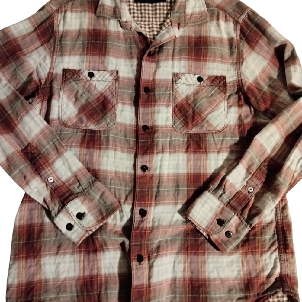 Tommy Bahama Men's Red Long Sleeve Button Up Plaid Shirt Size M Pockets Vacation